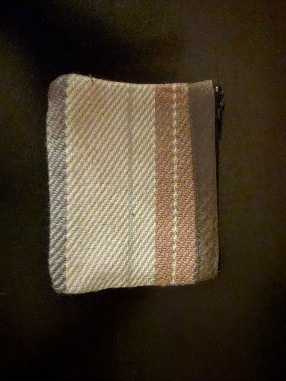Striped Wool Zip Pouch - Gray and Brown